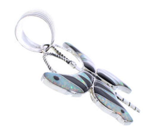 Genuine Sterling Silver Jet and Opal Butterfly Slide Pendant PX23708